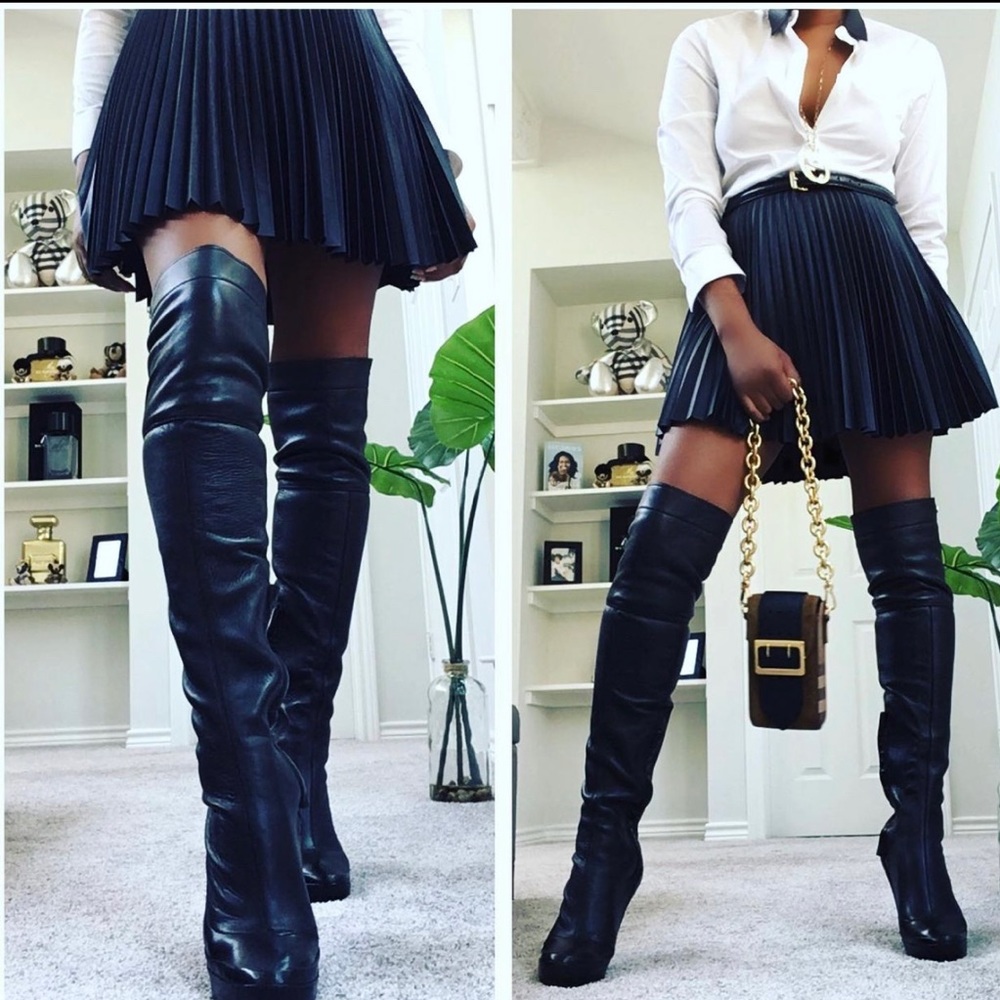 🔥Burberry Runway Leather Over the Knee Platform Boot Size EUR 40